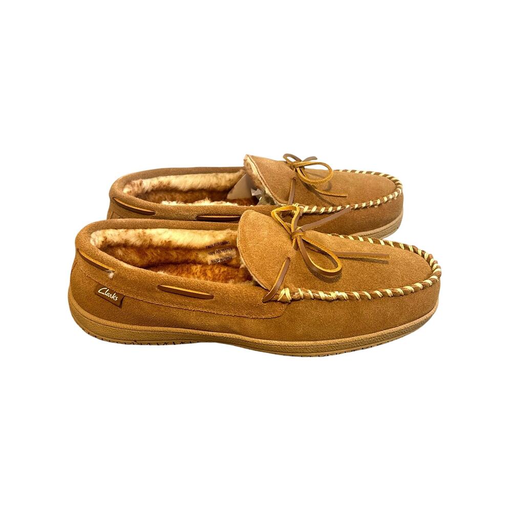 Clarks Suede Moccasin Loafer Slippers NEW Sz 10